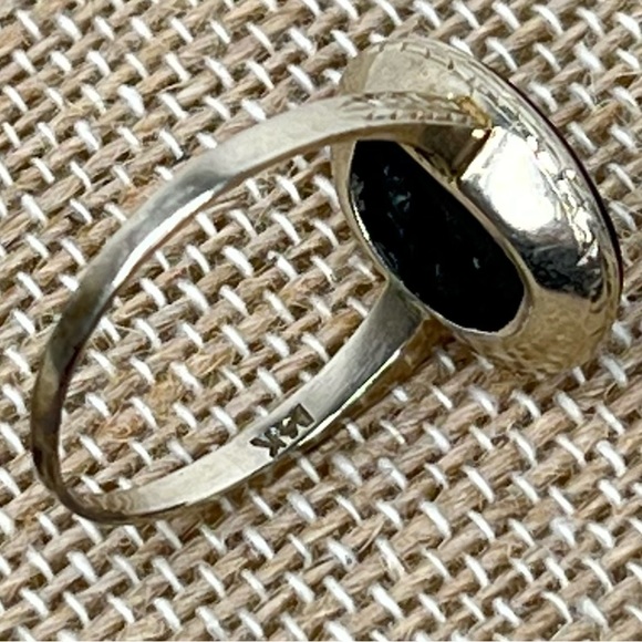 RARE 1923 ART DECO ERA BLACK ONYX RING 14K WHITE GOLD 100 years old - Picture 5 of 16